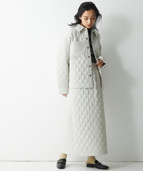CHIC STYLE(シックスタイル)の「<大きいサイズ>ファンシーツイードキルティングロングタイトスカート シックスタイル(スカート・レディース・ブラック/アイボリー・L/LL/3L/4L/5L)」の5枚目の写真