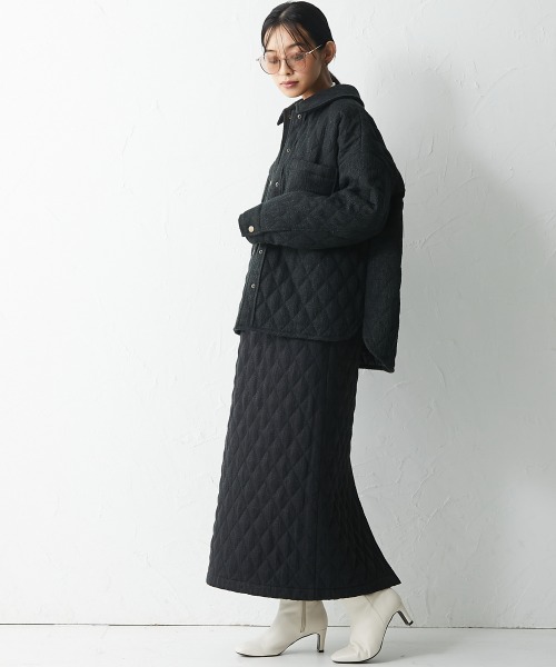 CHIC STYLE(シックスタイル)の「<大きいサイズ>ファンシーツイードキルティングロングタイトスカート シックスタイル(スカート・レディース・ブラック/アイボリー・L/LL/3L/4L/5L)」の18枚目の写真