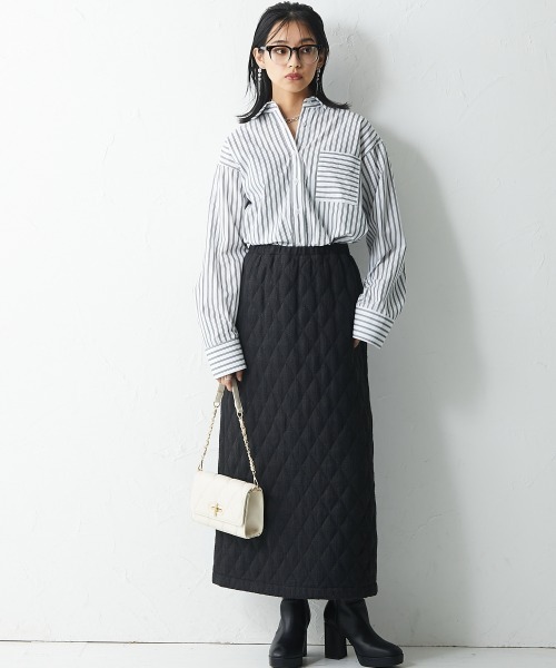 CHIC STYLE(シックスタイル)の「<大きいサイズ>ファンシーツイードキルティングロングタイトスカート シックスタイル(スカート・レディース・ブラック/アイボリー・L/LL/3L/4L/5L)」の11枚目の写真