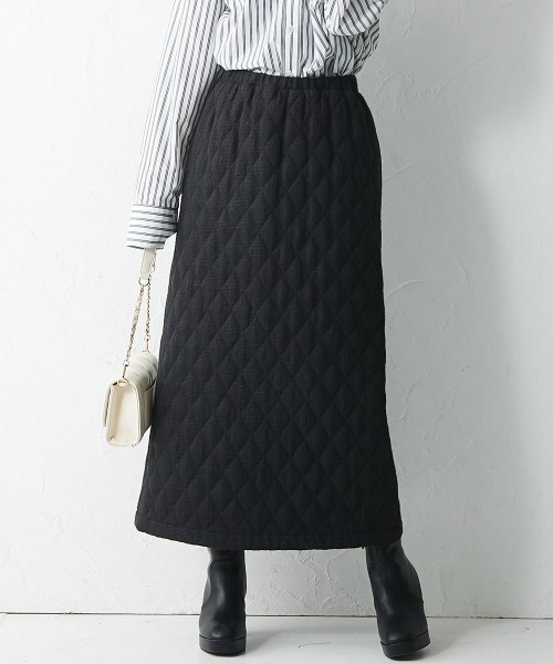 CHIC STYLE(シックスタイル)の「<大きいサイズ>ファンシーツイードキルティングロングタイトスカート シックスタイル(スカート・レディース・ブラック/アイボリー・L/LL/3L/4L/5L)」の12枚目の写真