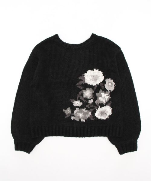 Samansa Mos2（サマンサ モスモス）の「前後着花柄ジャカードニットカーディガン（カーディガン/ボレロ・レディース・ブラック/グレー/オフホワイト・ﾌﾘ-）」の2枚目の写真