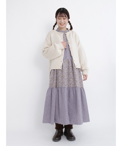 Samansa Mos2（サマンサ モスモス）の「前後着花柄ジャカードニットカーディガン（カーディガン/ボレロ・レディース・ブラック/グレー/オフホワイト・ﾌﾘ-）」の10枚目の写真