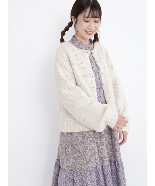 Samansa Mos2（サマンサ モスモス）の「前後着花柄ジャカードニットカーディガン（カーディガン/ボレロ・レディース・ブラック/グレー/オフホワイト・ﾌﾘ-）」の19枚目の写真