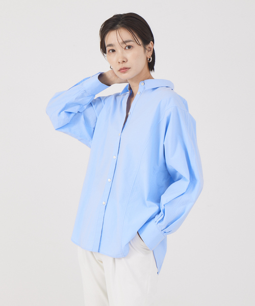 qualite（カリテ）の「タイプライタードルマンシャツ（シャツ/ブラウス・レディース・ホワイト/サックスブルー・フリー）」の2枚目の写真