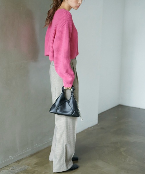 FREE'S MART（フリーズマート）の「◆前後2Wayショート丈ZIPカーディガン（カーディガン/ボレロ・レディース・ピンク/ホワイト/ブラック・FREE）」の10枚目の写真