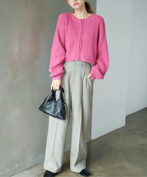 FREE'S MART（フリーズマート）の「◆前後2Wayショート丈ZIPカーディガン（カーディガン/ボレロ・レディース・ピンク/ホワイト/ブラック・FREE）」の6枚目の写真