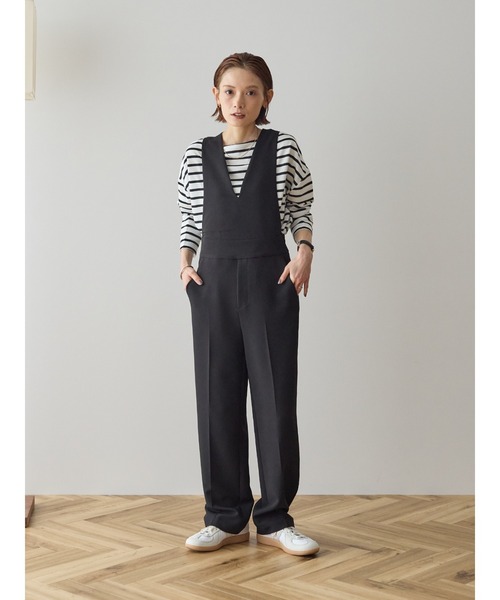 rem closet(レムクローゼット)の「ダブルクロスオーバーオール(サロペット/オーバーオール・レディース・ブラック/ベージュ・SMALL)」の3枚目の写真