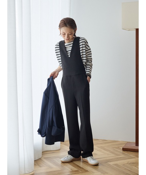 rem closet(レムクローゼット)の「ダブルクロスオーバーオール(サロペット/オーバーオール・レディース・ブラック/ベージュ・SMALL)」の5枚目の写真