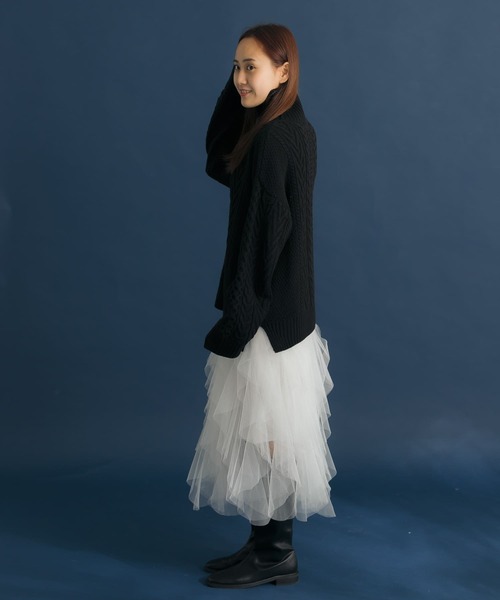 HEYUMM(ヘユム)の「ケーブルタートルネックニットトップ(ニット/セーター・メンズ・アイボリー/ブラック/グリーン・ONE)」の16枚目の写真