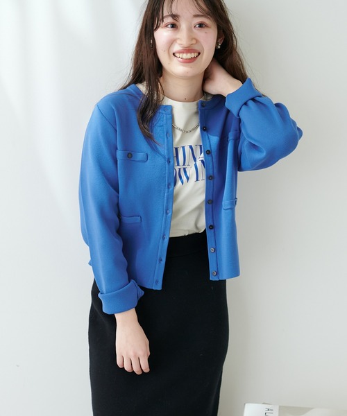 natural couture（ナチュラルクチュール）の「お家で洗えるちび釦カーディガン（カーディガン/ボレロ・レディース・ブラック/レッド/オフホワイト/カーキ/ピンク/ブルー/グレイッシュベージュ・FREE）」の14枚目の写真