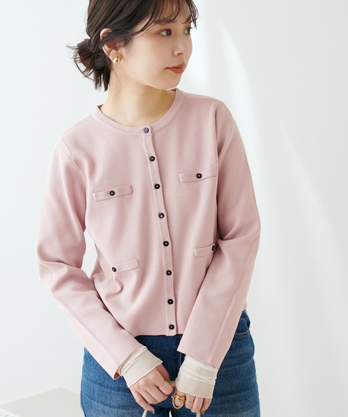 natural couture（ナチュラルクチュール）の「お家で洗えるちび釦カーディガン（カーディガン/ボレロ・レディース・ブラック/レッド/オフホワイト/カーキ/ピンク/ブルー/グレイッシュベージュ・FREE）」の15枚目の写真