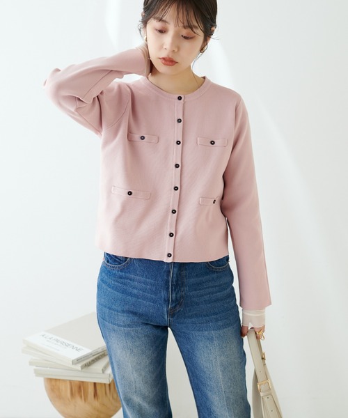 natural couture（ナチュラルクチュール）の「お家で洗えるちび釦カーディガン（カーディガン/ボレロ・レディース・ブラック/レッド/オフホワイト/カーキ/ピンク/ブルー/グレイッシュベージュ・FREE）」の20枚目の写真