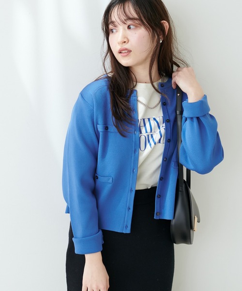natural couture（ナチュラルクチュール）の「お家で洗えるちび釦カーディガン（カーディガン/ボレロ・レディース・ブラック/レッド/オフホワイト/カーキ/ピンク/ブルー/グレイッシュベージュ・FREE）」の19枚目の写真