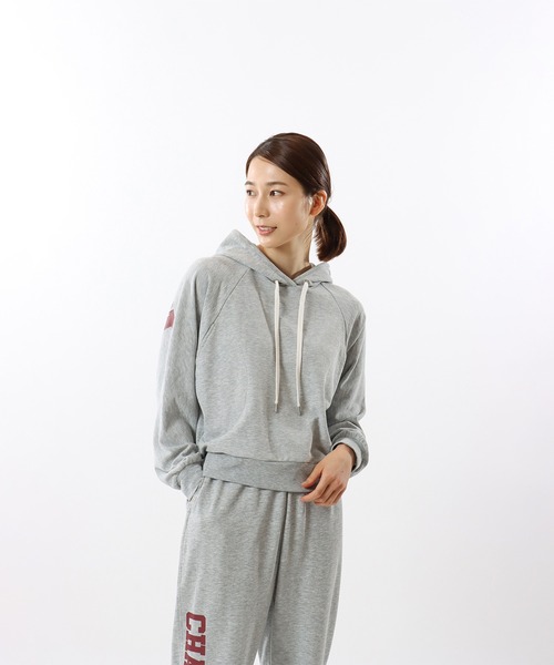Champion(チャンピオン)の「【Champion/チャンピオン】レディース スポーツ テックウィーブ テリー フーデッドスウェットシャツ(パーカー・レディース・グレー/ブラック・LARGE/MEDIUM)」の2枚目の写真