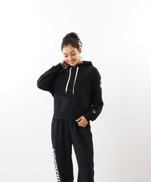 Champion(チャンピオン)の「【Champion/チャンピオン】レディース スポーツ テックウィーブ テリー フーデッドスウェットシャツ(パーカー・レディース・グレー/ブラック・LARGE/MEDIUM)」の1枚目の写真