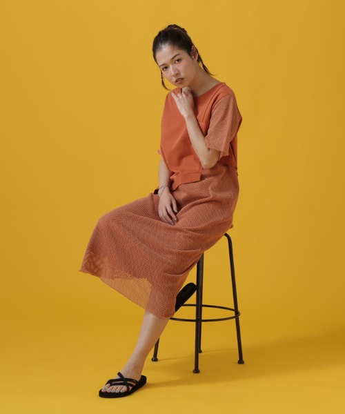 AVIREX（アヴィレックス）の「CUT×MESH ONEPIECE/ カットソー×メッシュ ワンピース（ワンピース・レディース・レンガ/オリーブ/ブラック・SMALL/MEDIUM）」の18枚目の写真