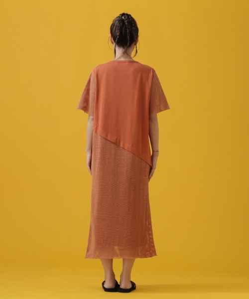 AVIREX（アヴィレックス）の「CUT×MESH ONEPIECE/ カットソー×メッシュ ワンピース（ワンピース・レディース・レンガ/オリーブ/ブラック・SMALL/MEDIUM）」の6枚目の写真