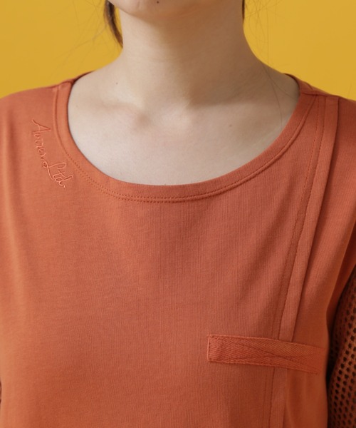 AVIREX（アヴィレックス）の「CUT×MESH ONEPIECE/ カットソー×メッシュ ワンピース（ワンピース・レディース・レンガ/オリーブ/ブラック・SMALL/MEDIUM）」の10枚目の写真