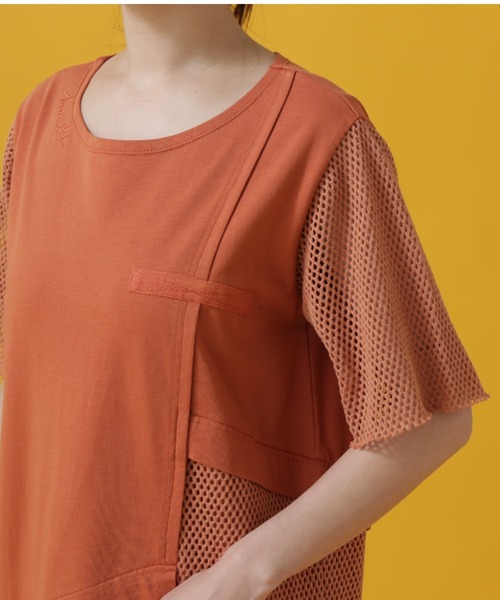 AVIREX（アヴィレックス）の「CUT×MESH ONEPIECE/ カットソー×メッシュ ワンピース（ワンピース・レディース・レンガ/オリーブ/ブラック・SMALL/MEDIUM）」の12枚目の写真