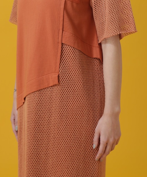 AVIREX（アヴィレックス）の「CUT×MESH ONEPIECE/ カットソー×メッシュ ワンピース（ワンピース・レディース・レンガ/オリーブ/ブラック・SMALL/MEDIUM）」の14枚目の写真