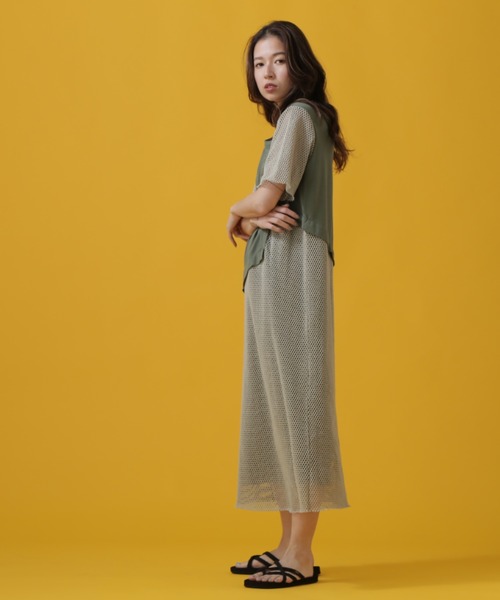 AVIREX（アヴィレックス）の「CUT×MESH ONEPIECE/ カットソー×メッシュ ワンピース（ワンピース・レディース・レンガ/オリーブ/ブラック・SMALL/MEDIUM）」の17枚目の写真