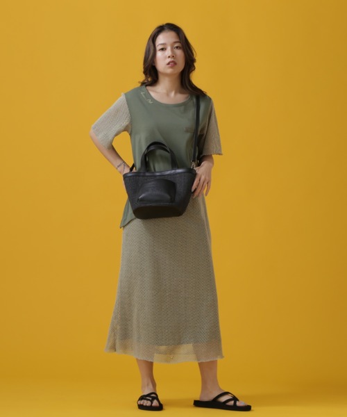 AVIREX（アヴィレックス）の「CUT×MESH ONEPIECE/ カットソー×メッシュ ワンピース（ワンピース・レディース・レンガ/オリーブ/ブラック・SMALL/MEDIUM）」の7枚目の写真