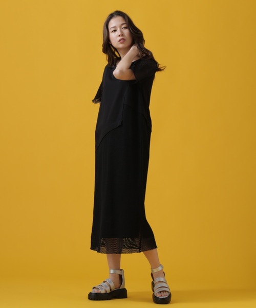 AVIREX（アヴィレックス）の「CUT×MESH ONEPIECE/ カットソー×メッシュ ワンピース（ワンピース・レディース・レンガ/オリーブ/ブラック・SMALL/MEDIUM）」の11枚目の写真