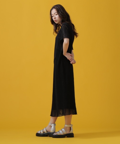 AVIREX（アヴィレックス）の「CUT×MESH ONEPIECE/ カットソー×メッシュ ワンピース（ワンピース・レディース・レンガ/オリーブ/ブラック・SMALL/MEDIUM）」の15枚目の写真