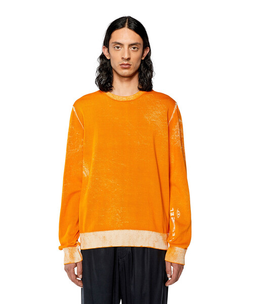 DIESEL（ディーゼル）の「メンズ ニット ハイゲージ プルオーバー ロゴ