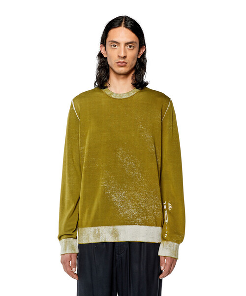 DIESEL（ディーゼル）の「メンズ ニット ハイゲージ プルオーバー ロゴ