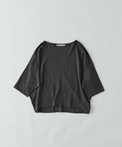 conges payes ADIEU TRISTESSE（コンジェ ペイエ アデュートリステス）の「リネンコットン天竺ボートネックプルオーバー（ニット/セーター・レディース・ロイヤルブルー/チャコール/ブルーグレー・FREE）」の3枚目の写真