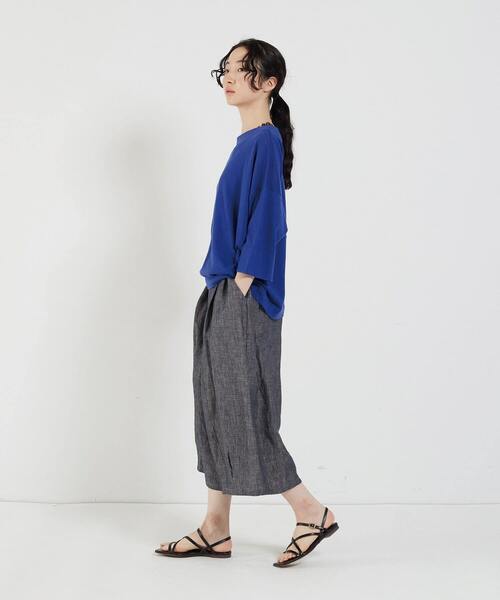 conges payes ADIEU TRISTESSE（コンジェ ペイエ アデュートリステス）の「リネンコットン天竺ボートネックプルオーバー（ニット/セーター・レディース・ロイヤルブルー/チャコール/ブルーグレー・FREE）」の6枚目の写真