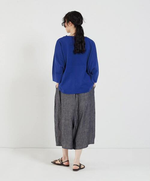 conges payes ADIEU TRISTESSE（コンジェ ペイエ アデュートリステス）の「リネンコットン天竺ボートネックプルオーバー（ニット/セーター・レディース・ロイヤルブルー/チャコール/ブルーグレー・FREE）」の7枚目の写真