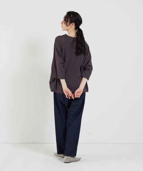 conges payes ADIEU TRISTESSE（コンジェ ペイエ アデュートリステス）の「リネンコットン天竺ボートネックプルオーバー（ニット/セーター・レディース・ロイヤルブルー/チャコール/ブルーグレー・FREE）」の14枚目の写真