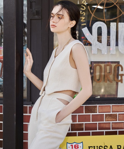 EIMY ISTOIRE（エイミーイストワール）の「コンパクトツイードベスト（ベスト・レディース・ホワイト/ピンク/ラベンダー/グリーン系その他・FREE）」の9枚目の写真