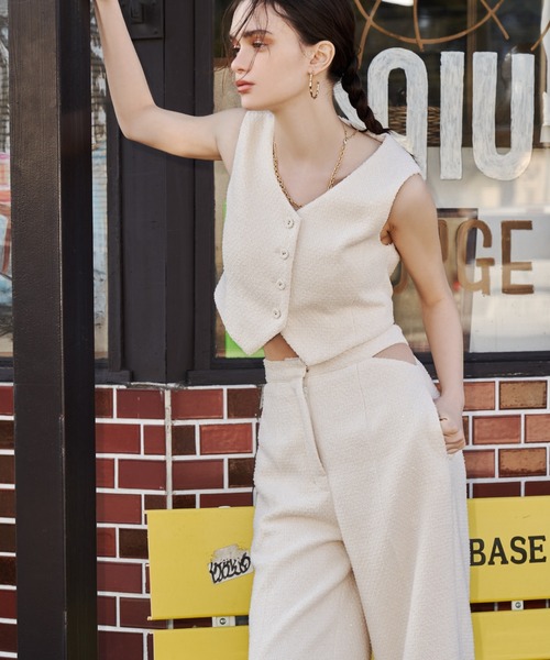 EIMY ISTOIRE（エイミーイストワール）の「コンパクトツイードベスト（ベスト・レディース・ホワイト/ピンク/ラベンダー/グリーン系その他・FREE）」の11枚目の写真