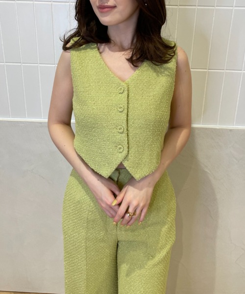 EIMY ISTOIRE（エイミーイストワール）の「コンパクトツイードベスト（ベスト・レディース・ホワイト/ピンク/ラベンダー/グリーン系その他・FREE）」の22枚目の写真