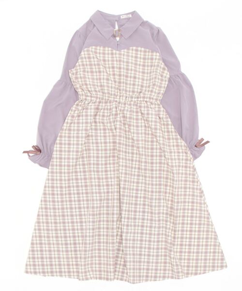 axes femme（アクシーズファム）の「チェック切替ビスチェワンピース（ワンピース・レディース・ブラック/ピンク/ラベンダー・FREE）」の5枚目の写真