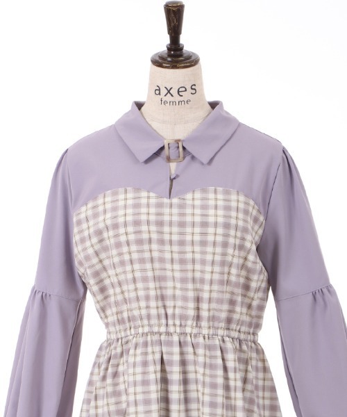 axes femme（アクシーズファム）の「チェック切替ビスチェワンピース（ワンピース・レディース・ブラック/ピンク/ラベンダー・FREE）」の9枚目の写真