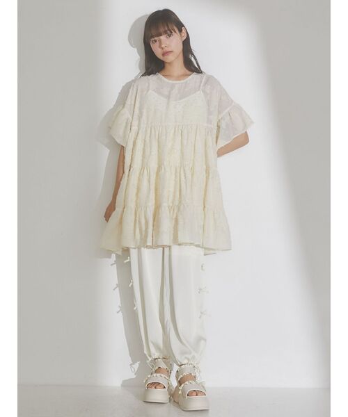 merry jenny（メリージェニー）の「fluffyシアーティアードミニワンピース（ワンピース・レディース・ブラック/アイボリー/ラベンダー・FREE）」の11枚目の写真