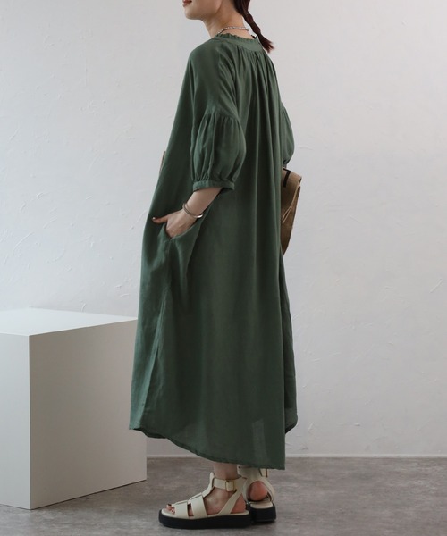 Fizz(フィズ)の「【Fizz/フィズ】 綿麻ミックス 襟プリーツシャツワンピース(ワンピース・レディース・チャコール/ベージュ/カーキ/ブルー・M)」の12枚目の写真