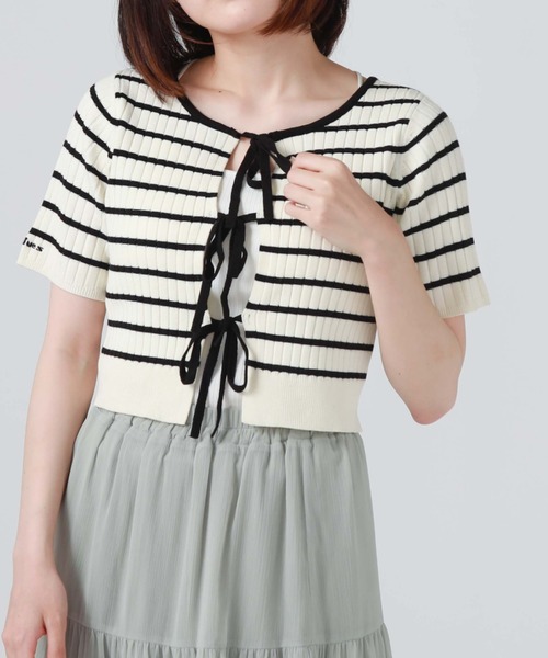 archives（アルシーヴ）の「２ｗａｙリボンリブニット（ニット/セーター・レディース・ブルーグレー/アイボリー/オフホワイト/モカ/ブルー・MEDIUM）」の15枚目の写真