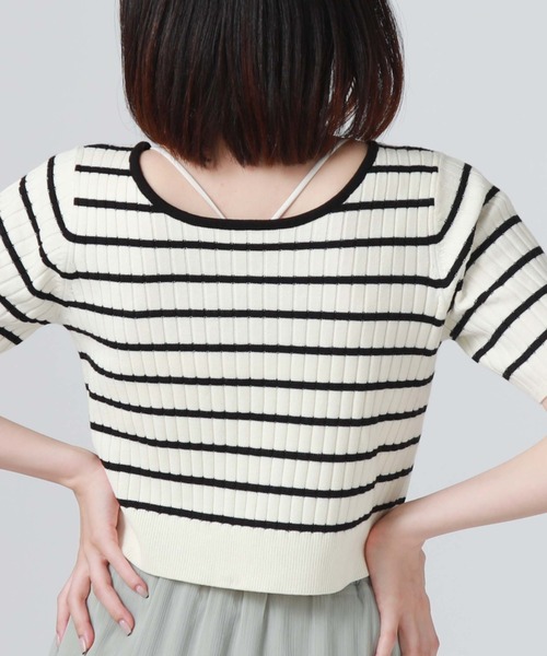 archives（アルシーヴ）の「２ｗａｙリボンリブニット（ニット/セーター・レディース・ブルーグレー/アイボリー/オフホワイト/モカ/ブルー・MEDIUM）」の16枚目の写真