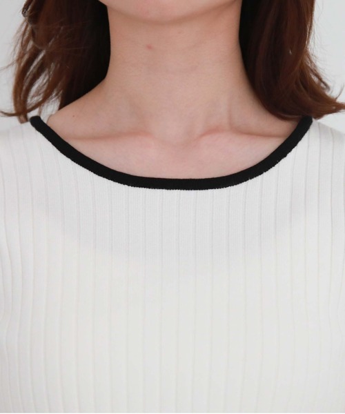 archives（アルシーヴ）の「２ｗａｙリボンリブニット（ニット/セーター・レディース・ブルーグレー/アイボリー/オフホワイト/モカ/ブルー・MEDIUM）」の21枚目の写真