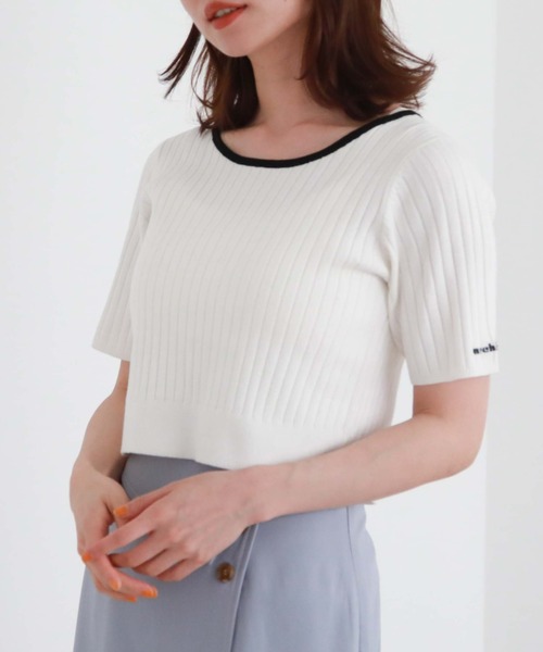 archives（アルシーヴ）の「２ｗａｙリボンリブニット（ニット/セーター・レディース・ブルーグレー/アイボリー/オフホワイト/モカ/ブルー・MEDIUM）」の11枚目の写真