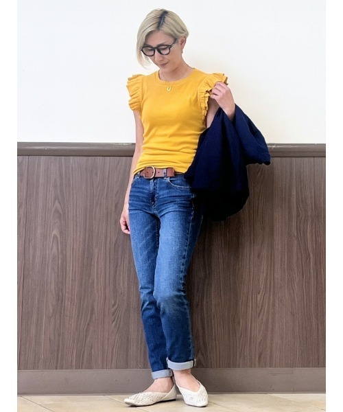 GAP(ギャップ)の「フラッタースリーブ リブトップス(Tシャツ/カットソー・レディース・ブラック/イエロー/パープル系その他/アイボリー・L/S/M/XL/XS/XXS)」の21枚目の写真