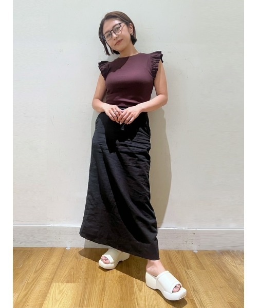 GAP(ギャップ)の「フラッタースリーブ リブトップス(Tシャツ/カットソー・レディース・ブラック/イエロー/パープル系その他/アイボリー・L/S/M/XL/XS/XXS)」の14枚目の写真