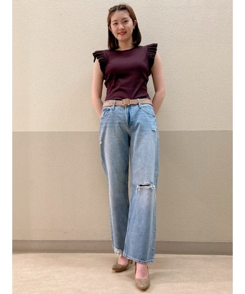 GAP(ギャップ)の「フラッタースリーブ リブトップス(Tシャツ/カットソー・レディース・ブラック/イエロー/パープル系その他/アイボリー・L/S/M/XL/XS/XXS)」の12枚目の写真