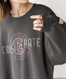 Java | 《Javaジャバコラボ》こなれた古着感が◎2way前後ピグメント加工プリント裏起毛スウェットプルオーバー(スウェット)