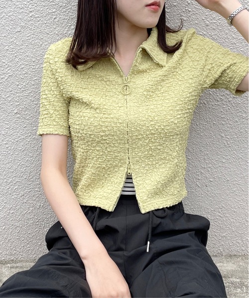 one way（ワンウェイ）の「Wジップエンボストップス（Tシャツ/カットソー・レディース・ブルー/ブラック/グリーン/ホワイト・FREE）」の15枚目の写真